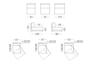 Divano letto componibile di design Dennis