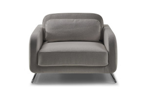 Poltrona letto singolo di design, con moderni piedini a slitta in metallo