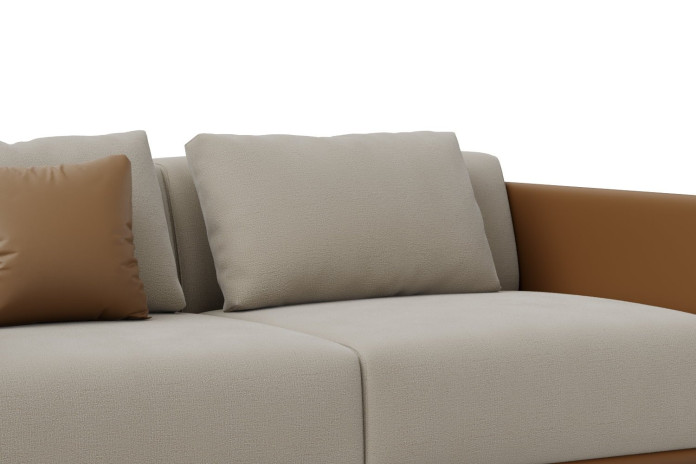 Clarke cushion with piping with pinched stitches (at the centre and on the right)