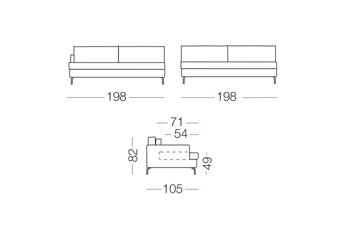 Dave couch with feather cushions, available as a 2-seater, 3-seater, 4-seater