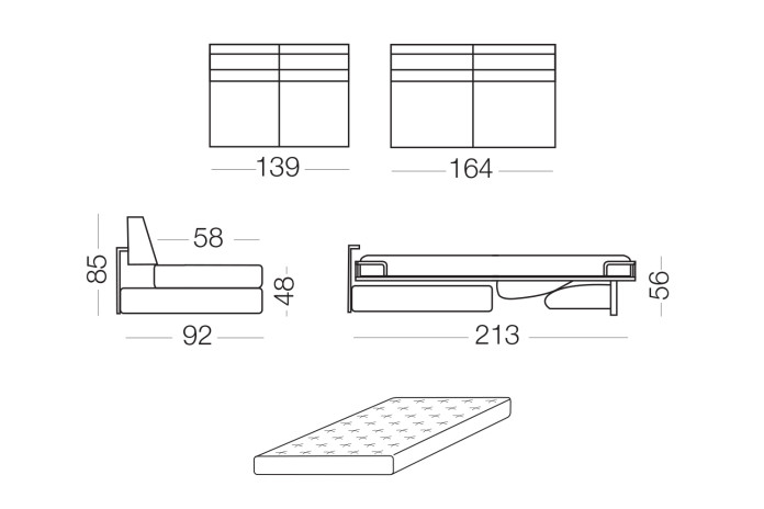 2-seater sofa bed.