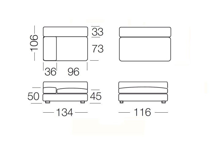 Rufus - 1-seater sofa, measurements