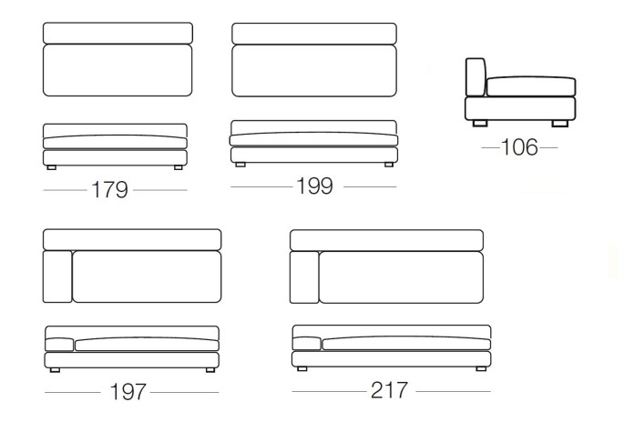 Rufus - 2-seater sofa, measurements