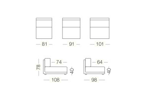 Dennis corner sofa without armrests.