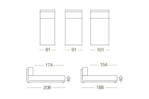 Dennis corner sofa without armrests.