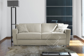 Shorter sofa bed with goose down padding.