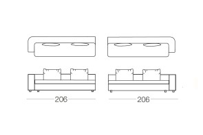 Foster - 2-seater sofa module, measurements