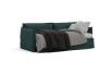 The sofa seat transforms into a comfortable single bed