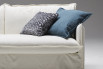Clarke cushion with piping with pinched stitches (on the right)