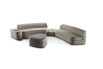 A large corner sofa made with two 2-seater, two pouffes and one arm