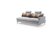 2 seater sofa bed with headrest and decorative pillows