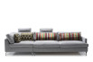 Sofa bed for 4 people with different armrests and decorative pillows