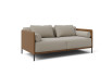 Side view of 2-seater sofa with back and roller cushions