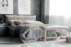 Upholstered double bed with loose cover for a relaxed fit