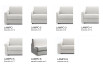 Armrest models available for Lampo sofa.