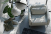 The armchair sports a generous seat