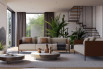 Modern two-tone leather and fabric sofa Marsalis