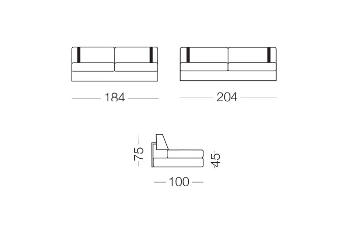 Das Sofa kann durch anpassende Kopfstützen ergänzt werden