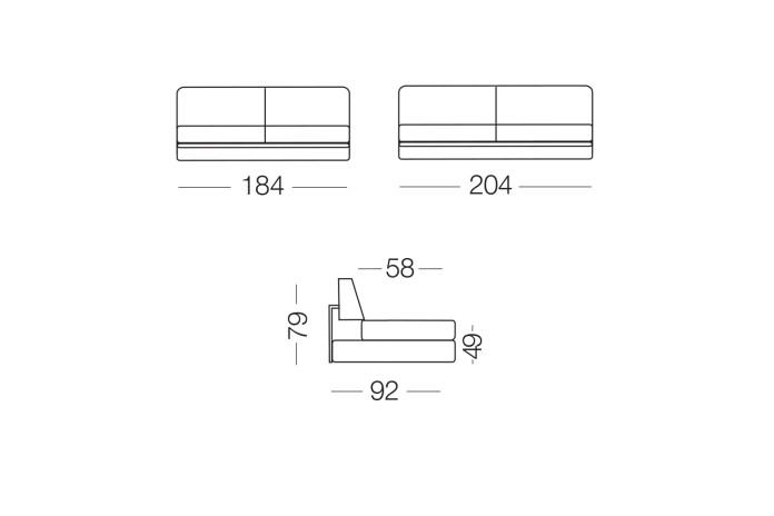 Sofa mit Untergestell aus Metall