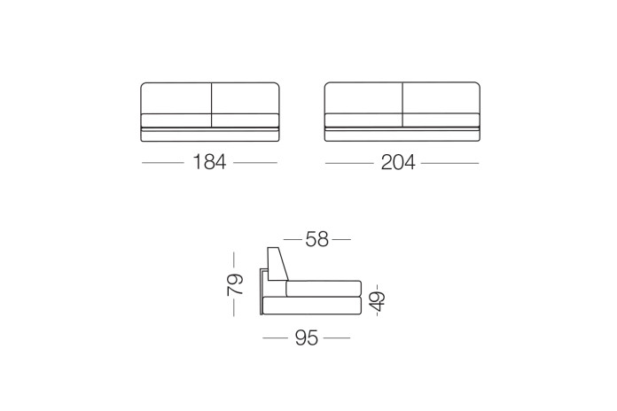 Shorter modernes Sofa mit Chaiselongue mit Stauraum