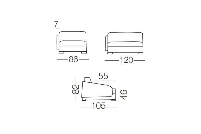 Vivien - 1 Sitzer Sessel Element, Maße