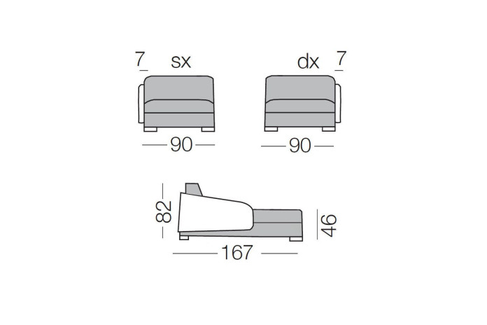 Vivien - zweifarbiges Sofa mit Chaiselongue, Maße
