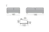 Vivien Bicolore - 2 Sitzer zweifarbiges Sofa