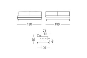 Dave - 3-Sitzer Couch, Maße