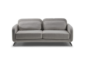 Schlafsofa mit Chaiselongue, hohe Aluminiumfüße, Polsterung aus Daunen und aus Polyurethan