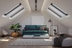 Sofa mit zweitem, unter dem Sitz verstecktem Bettrost