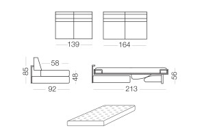 Duke - module 2 places convertible pour canapé, dimensions