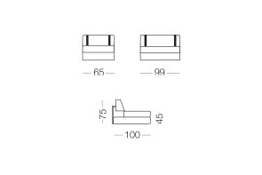 Ellington - module 1 place pour canapé, dimensions