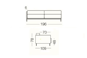 Marsalis Bicolore - module 3 places fixe, dimensions