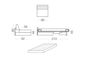 Matrix -  module 1 place convertible pour canapé, dimensions