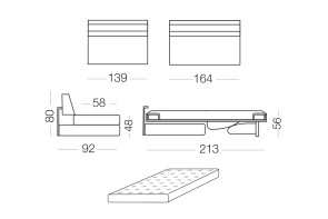 Matrix -  module 2 places convertible pour canapé, dimensions