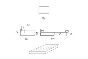Prince - module 1 place convertible pour canapé, dimensions