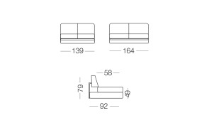 Prince - module 2 places pour canapé, dimensions
