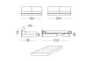 Prince - module 3 places convertible pour canapé, dimensions