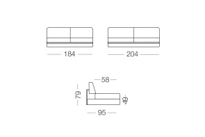 Shorter - module 3 places pour canapé, dimensions