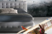 Lit Phuket: tête et cadre de lit capitonnés en tissu, cuir et simili cuir couleurs tendance