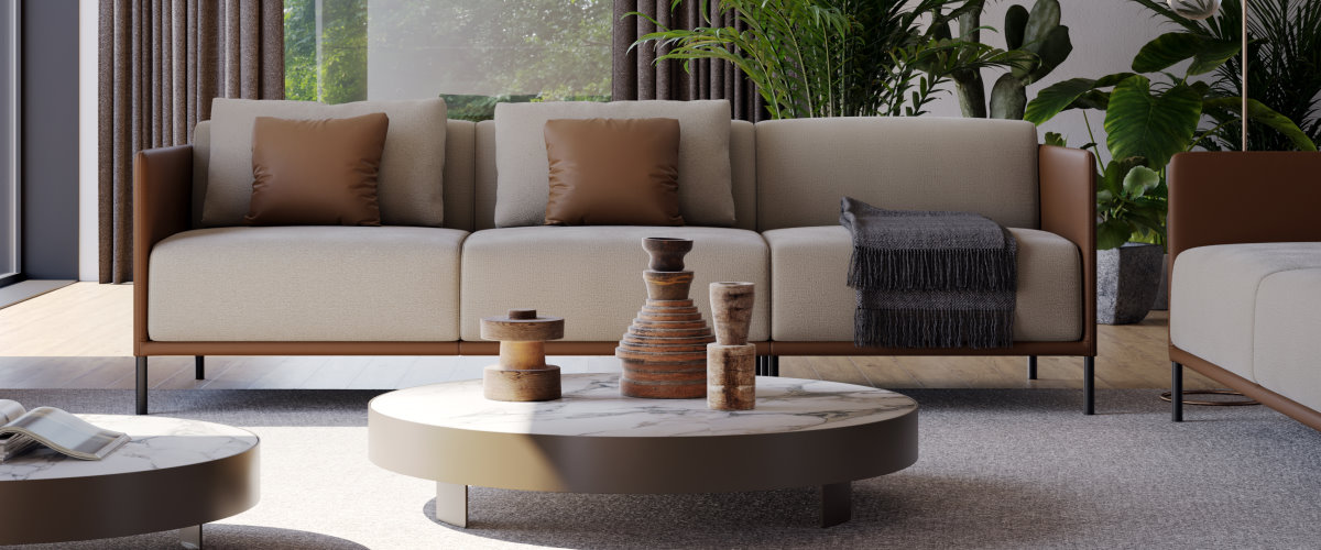 Two-tone modular sofa with a low back Marsalis